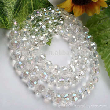 Perles en verre rond et nettes en gros, perles sphériques blanches, perles transparentes en gros